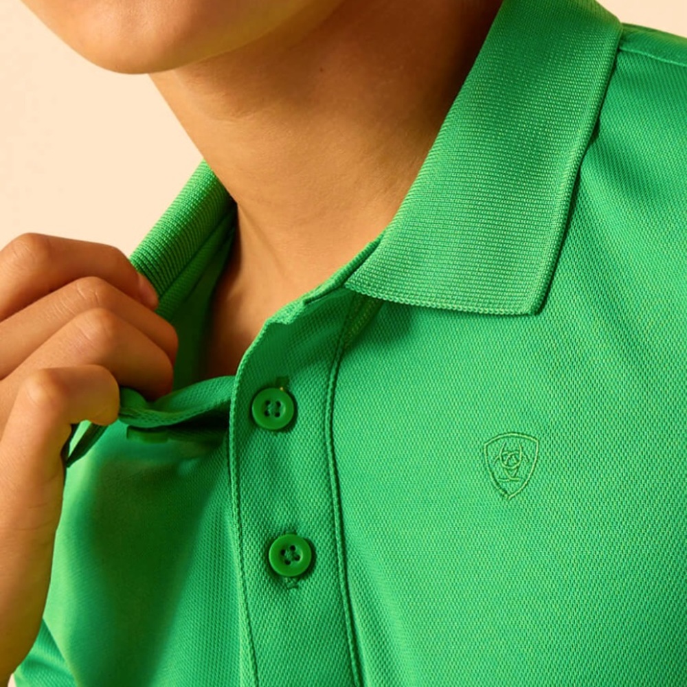 Ariat Tek Fern Green Polo - Kids Boys Polo - Small